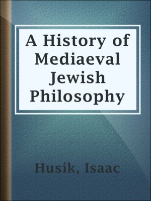 cover image of A History of Mediaeval Jewish Philosophy